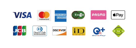 VISA mastercard AMERICANEXPRESS Suica PASMO ApplePay JCB DinersClub DISCOVER iD QUICPay Kitaca